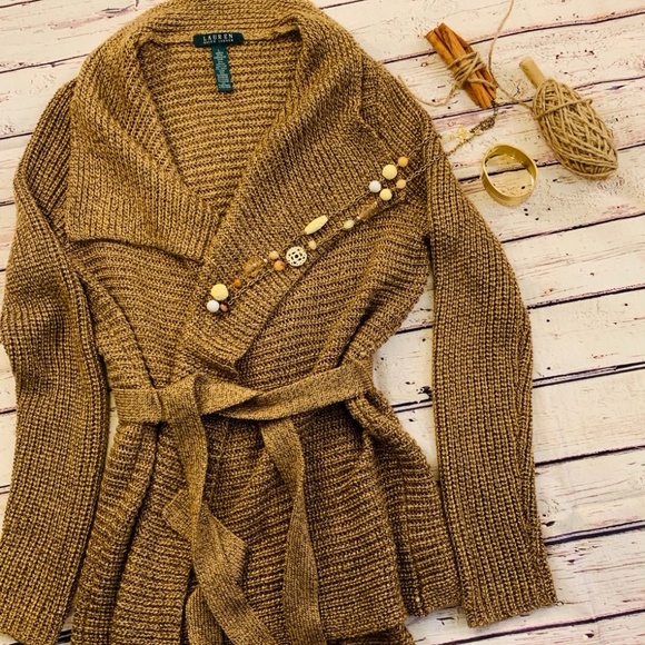 Ralph Lauren Sweaters - Lauren by Ralph Lauren Metallic Gold Cardigan